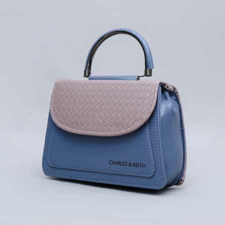 Charles & Keith Sky Blue Textured Handbag