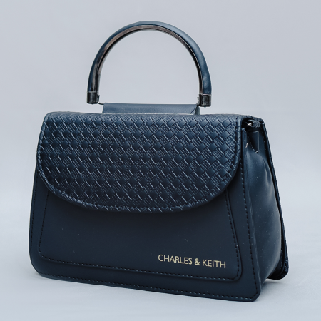 Charles & Keith Sky Blue Textured Handbag